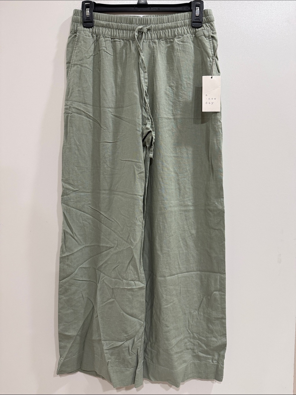 A New Day Women's High-Rise Linen Wide Leg Pants Green